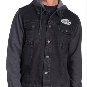 ACDC Denim Black fleece hooded jacket